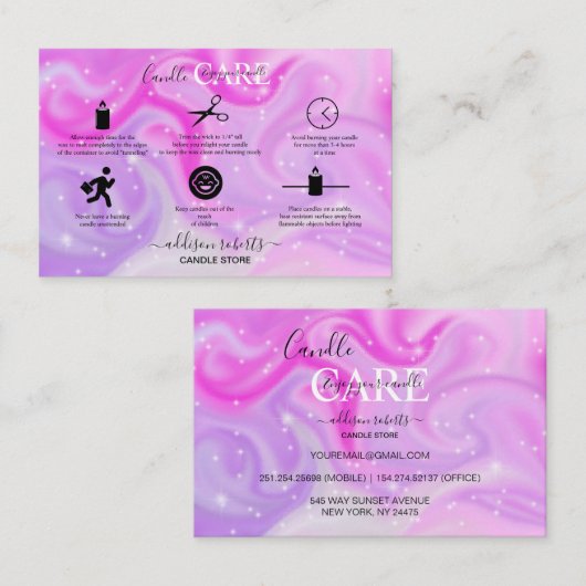 Moderne glans ridescent spaarkaars visitekaartje (Voorkant / Achterkant)