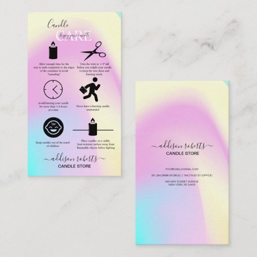 Moderne glans ridescent spaarkaars visitekaartje (Voorkant / Achterkant)