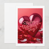 Moderne glanzende 3D rode hart Valentijnsdag kaart (Voorkant / Achterkant)