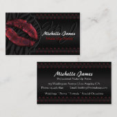 Moderne glanzende lippen Zebra monogram verzinnen Visitekaartje (Voorkant / Achterkant)