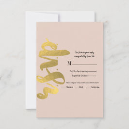 Moderne glanzende namaakfolie goud beige trouwdeta RSVP kaartje