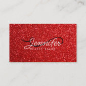 Moderne glanzende rode glitter Haarstylist Beauty Visitekaartje (Achterkant)