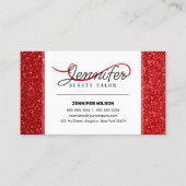 Moderne glanzende rode glitter Haarstylist Beauty Visitekaartje (Voorkant)