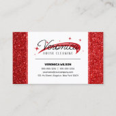 Moderne glanzende rode glitter huishoudster schoon visitekaartje (Voorkant)