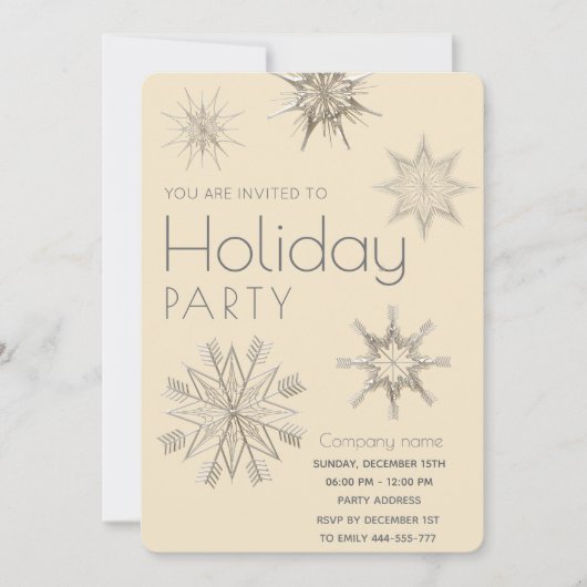 Moderne glanzende sneeuwvlokken corporate Holiday Kaart (Voorkant)