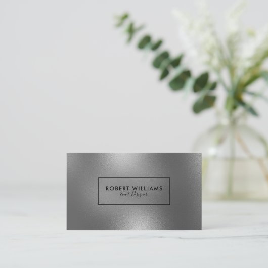 Moderne glanzende zilvergrijze Abstracte achtergro Visitekaartje (Staand voorkant)