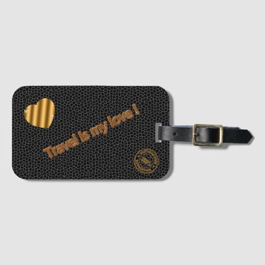 Moderne Glas in lood Black Love Travel Bagagelabel (Voorkant (horizontaal))