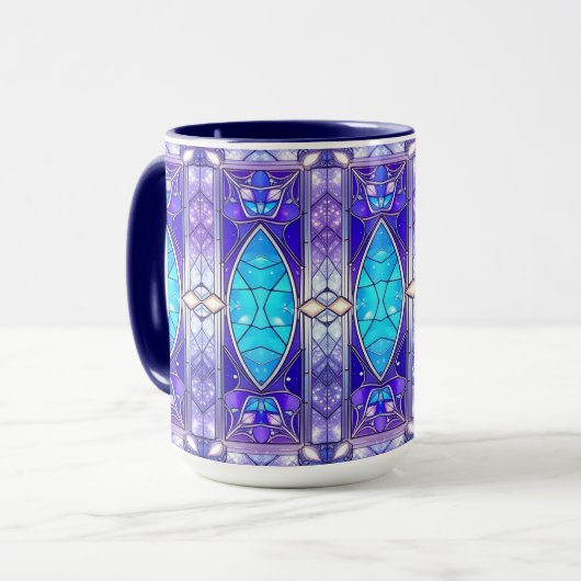 Moderne Glas-in-Lood Keramiek Kerstmoker Mok (Voorkant links)