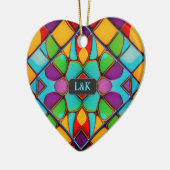 Moderne Glas in lood op maat gesneden kerstmis Keramisch Ornament (Links)