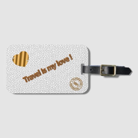 Moderne Glas in lood White Love Travel Bagagelabel (Voorkant (horizontaal))