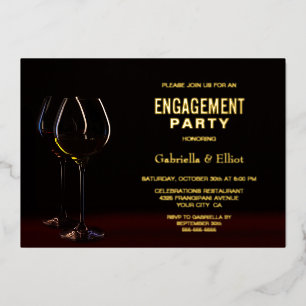 Moderne Glass Gold Text Engagement Party Folie Uitnodiging