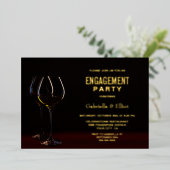 Moderne Glass Gold Text Engagement Party Folie Uitnodiging (Staand Voorkant)