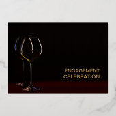 Moderne Glass Gold Text Engagement Party Folie Uitnodiging (Achterkant)