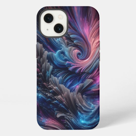 Moderne glasvezel Flow Phone Case - Levendig Blauw iPhone Hoesje (Achterkant)