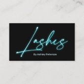 Moderne glazen blauwe neon zweetschrift logo qr co visitekaartje (Voorkant)