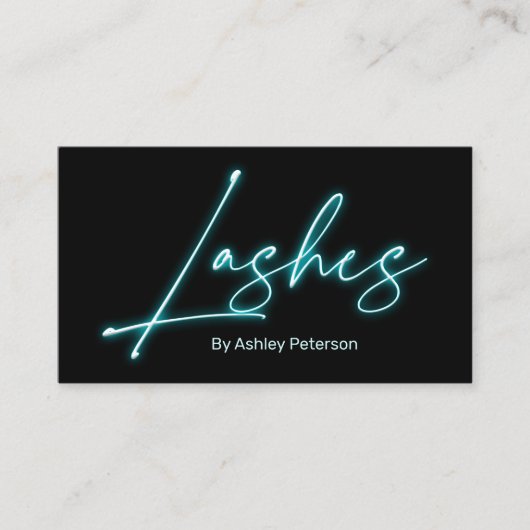 Moderne glazen blauwe neon zweetschrift logo qr co visitekaartje (Voorkant)