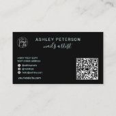 Moderne glazen blauwe neonnagels script logo qr co visitekaartje (Achterkant)
