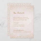 Moderne glazen blush roos gouden confetti-kaart informatiekaartje (Voorkant / Achterkant)