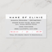 Moderne glazen Eye Exam Appointinder Afsprakenkaartje (Achterkant)