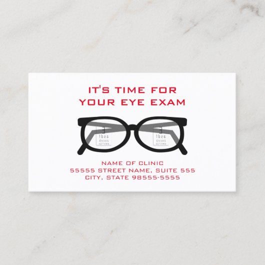 Moderne glazen Eye Exam Appointinder Afsprakenkaartje (Voorkant)