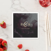 Moderne glazen faux goudglitter kalligrafie monogr servet (Insitu)