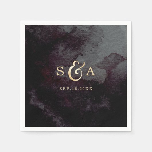 Moderne glazen faux goudglitter kalligrafie monogr servet (Voorkant)