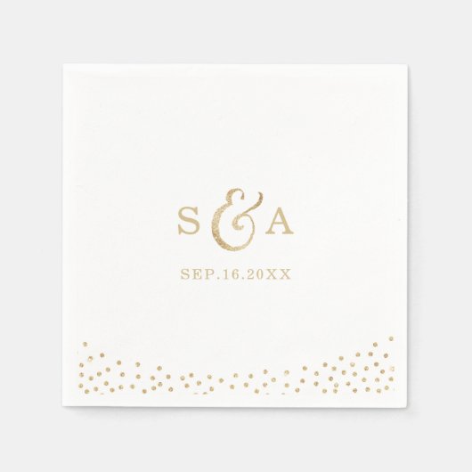 Moderne glazen faux goudglitter kalligrafie monogr servetten (Voorkant)