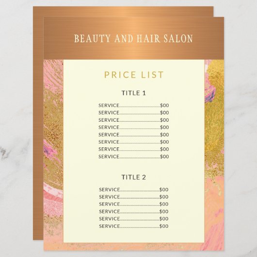 Moderne glazen goudblauw abstracte glitter-prijsli (Voorkant / Achterkant)