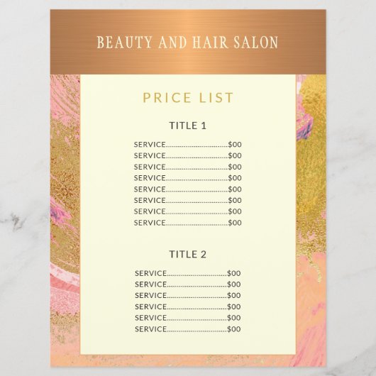 Moderne glazen goudblauw abstracte glitter-prijsli (Voorkant)