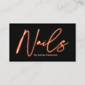 Moderne glazen oranje neonnagels, script logo qr c visitekaartje (Voorkant)