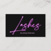 Moderne glazen paarse neongordels script logo qr c visitekaartje (Voorkant)