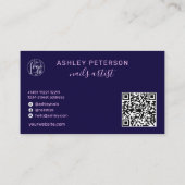 Moderne glazen paarse neonnagels, script logo qr c visitekaartje (Achterkant)