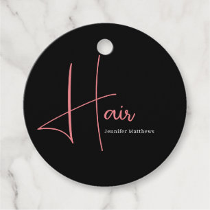 Moderne glazen roze neon-haartechnicus bedankjes labels
