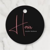 Moderne glazen roze neon-haartechnicus bedankjes labels (Voorkant)