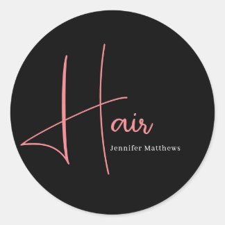 Moderne glazen roze neon-haartechnicus ronde sticker