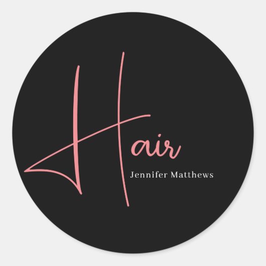 Moderne glazen roze neon-haartechnicus ronde sticker (Voorkant)