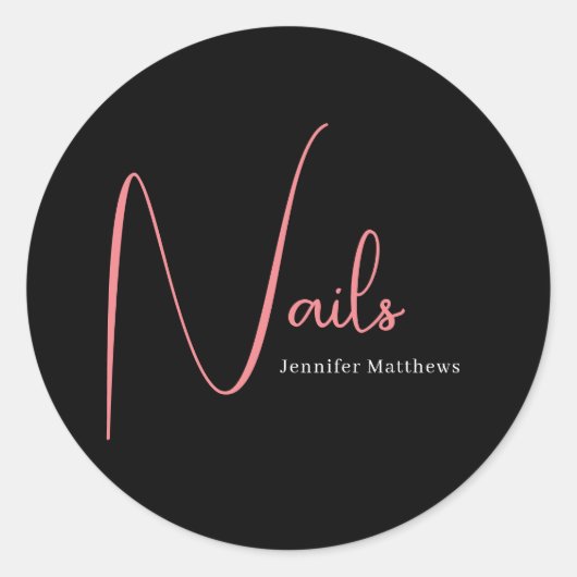 Moderne glazen roze neon schoonheidstechnicus ronde sticker (Voorkant)