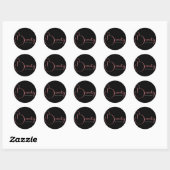Moderne glazen roze neon schoonheidstechnicus ronde sticker (Vel)