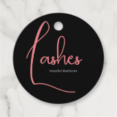 Moderne glazen roze neon zweeft de manicurist van bedankjes labels (Voorkant)