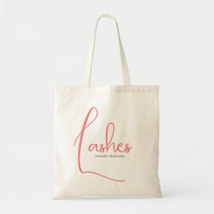 Moderne glazen roze neon zweeft de manicurist van tote bag