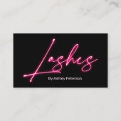 Moderne glazen roze neon zweeft script logo qr cod visitekaartje (Voorkant)