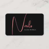 Moderne glazen roze neonnagels logo qr code visitekaartje (Voorkant)