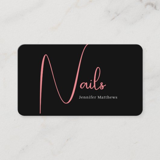 Moderne glazen roze neonnagels logo qr code visitekaartje (Voorkant)