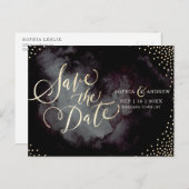 Moderne glazen zwarte goudkalligrafie, bespaart u  aankondigingskaart (Voorkant / Achterkant)