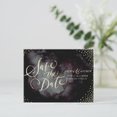 Moderne glazen zwarte goudkalligrafie, bespaart u  aankondigingskaart (Staand voorkant)