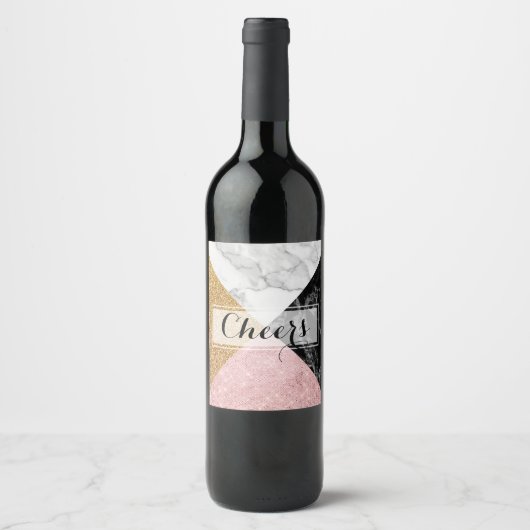 Moderne glazenkaas Wijnlabel Wijn Etiket (Voorkant)