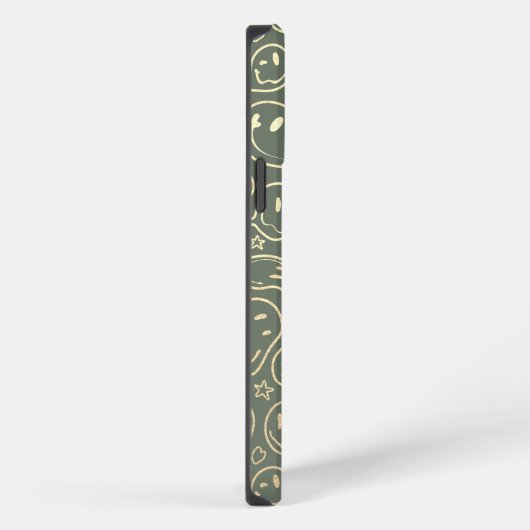 Moderne glimlach glimlachend gezichtspatroon Moss  iPhone Hoesje (Rechterkant)