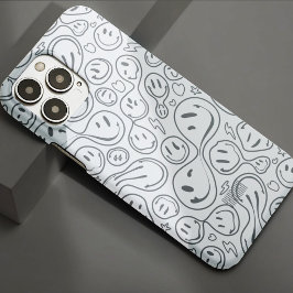 Moderne glimlachend gezicht glimlachpatroon stijlv Case-Mate iPhone 14 pro max hoesje