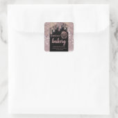 Moderne glinsterende druppels cupcake bakkerij lab vierkante sticker (Tas)