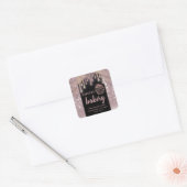 Moderne glinsterende druppels cupcake bakkerij lab vierkante sticker (Envelop)